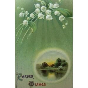 Easter Postcard John Winsch Lake Sunset Lilly Series 2418 Vintage 1912 Original